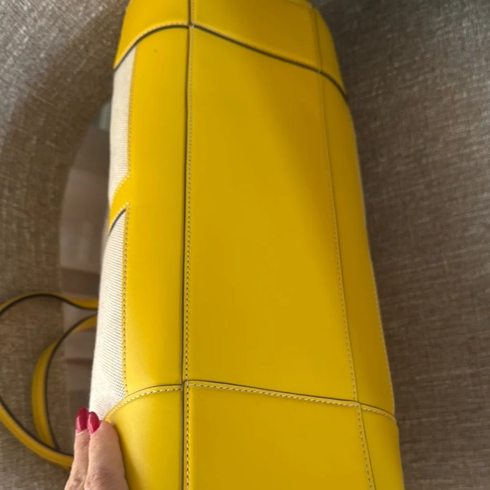 Tory Burch Yellow Trim Canvas Tote